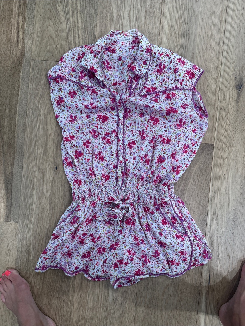 Poupette St. Barth Pink, Purple & Green Floral Top